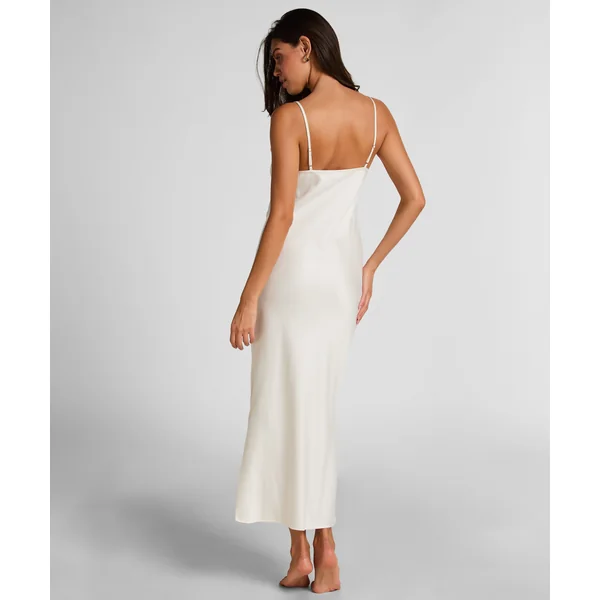 Nuisette longue en satin - Blanc