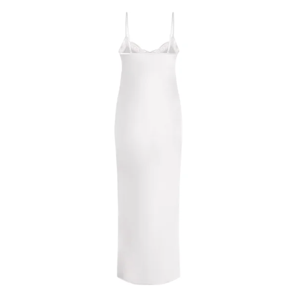 Nuisette longue en satin - Blanc