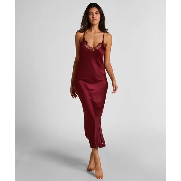 Nuisette longue en satin - Rouge