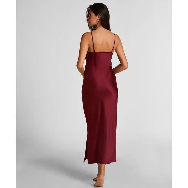 Nuisette longue en satin - Rouge