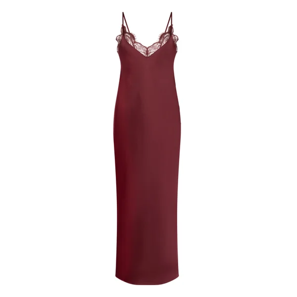Nuisette longue en satin - Rouge