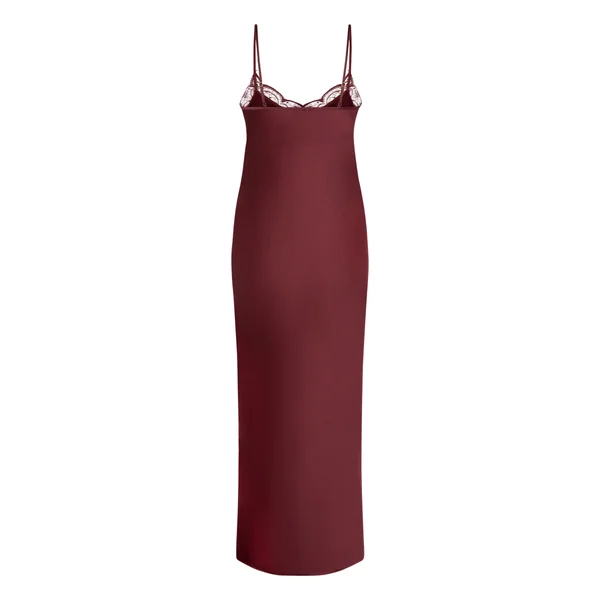 Nuisette longue en satin - Rouge