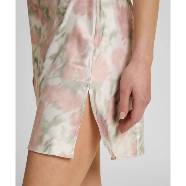 Nuisette Satinée à Imprimé Floral - Blanc