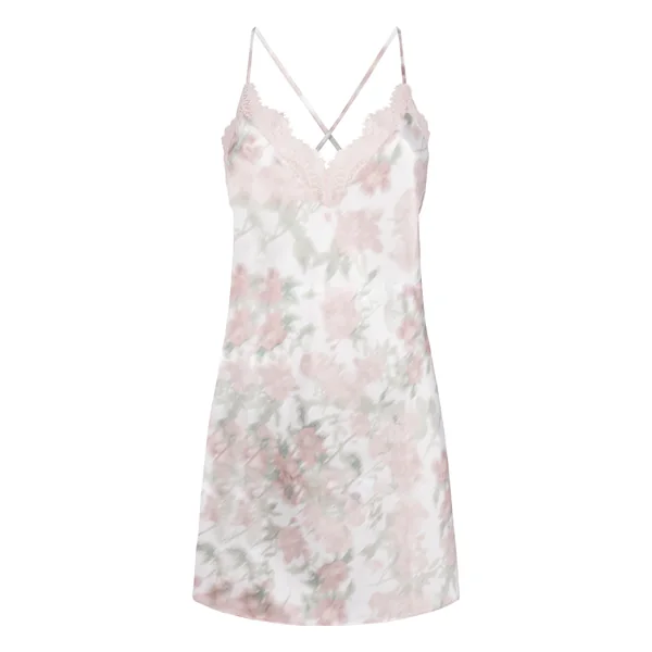 Nuisette Satinée à Imprimé Floral - Blanc