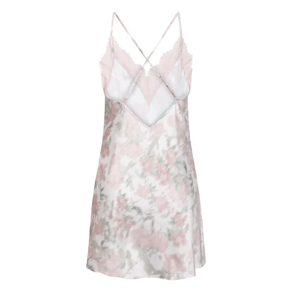 Nuisette Satinée à Imprimé Floral - Blanc