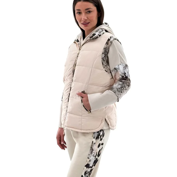 Orly - Veste réversible sans manches avec poches Léopard et Amande X-Large