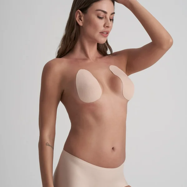 Pack de 3 paires de coques fines adhésives et cache tétons Bye Bra TAPES Beige en coton Bye Bra