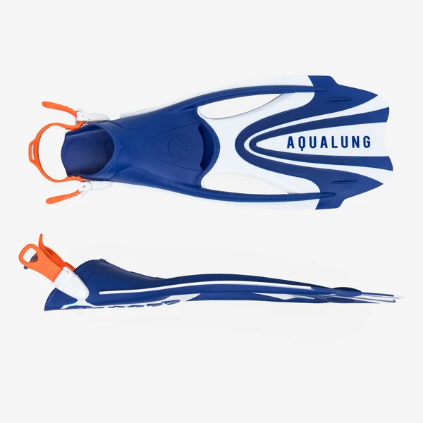 Palmes de snorkeling courtes à talons ouverts raglables - Zinger 2.0 bleu