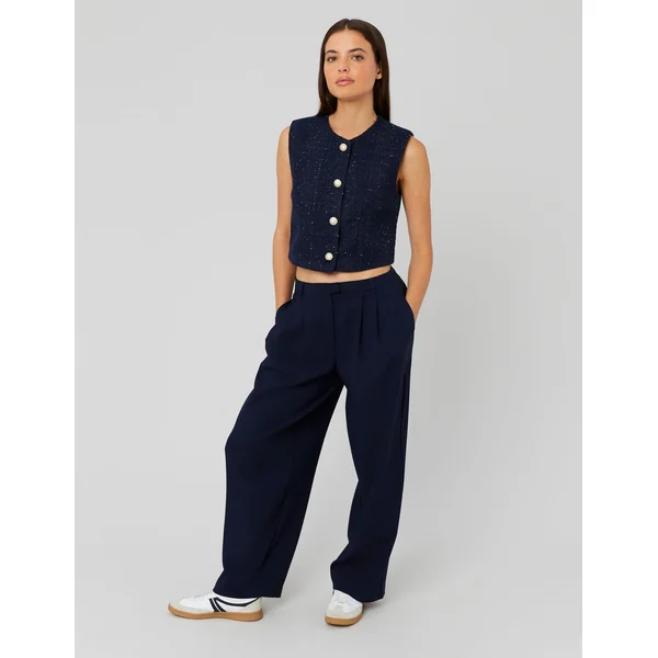 Pantalon balloon à pinces Bleu foncé