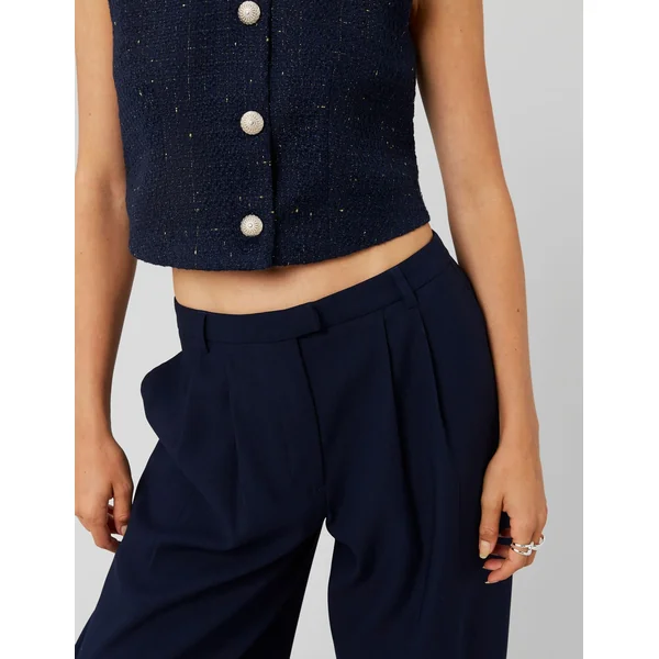 Pantalon balloon à pinces Bleu foncé