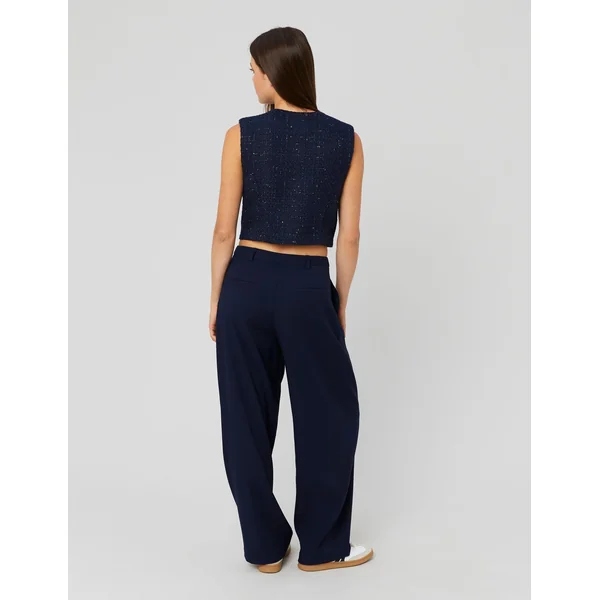 Pantalon balloon à pinces Bleu foncé