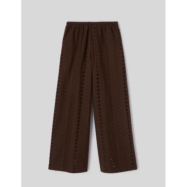 Pantalon broderie anglaise Marron foncée