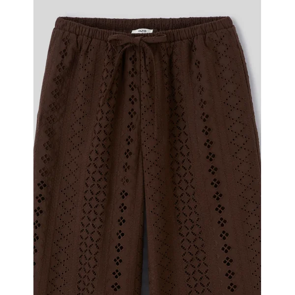 Pantalon broderie anglaise Marron foncée