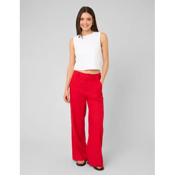 Pantalon broderie anglaise Rouge