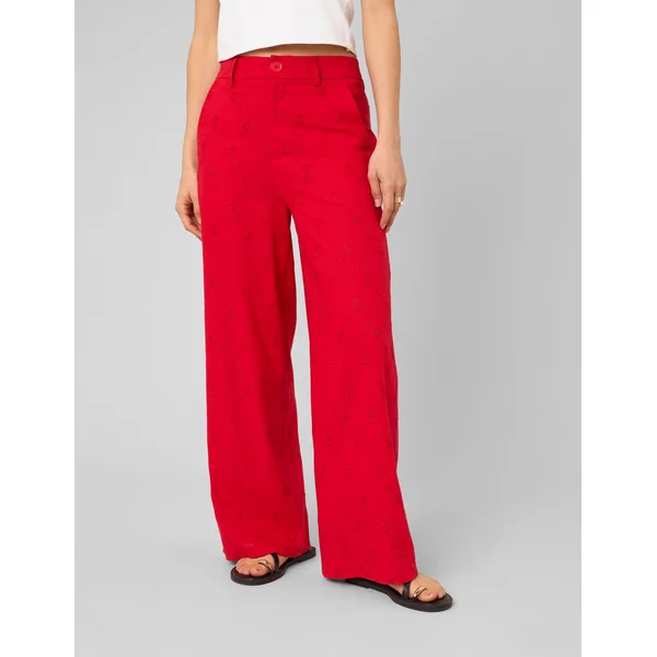 Pantalon broderie anglaise Rouge
