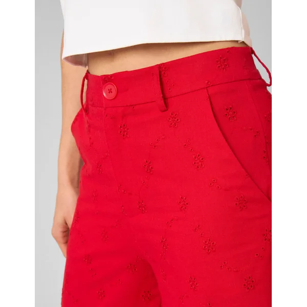 Pantalon broderie anglaise Rouge
