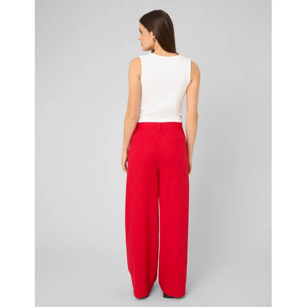 Pantalon broderie anglaise Rouge