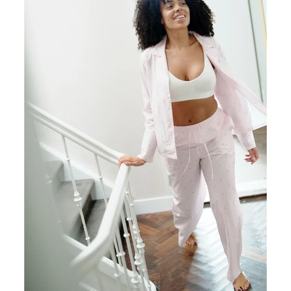 Pantalon Cotton Stripe Heart - Blanc