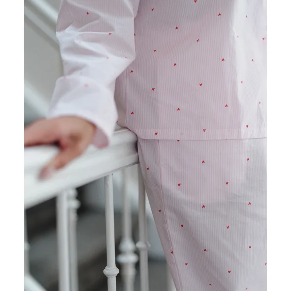 Pantalon Cotton Stripe Heart - Blanc