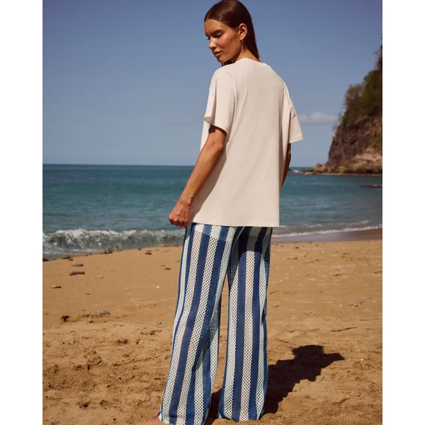 Pantalon crochet rayé avec short intégré