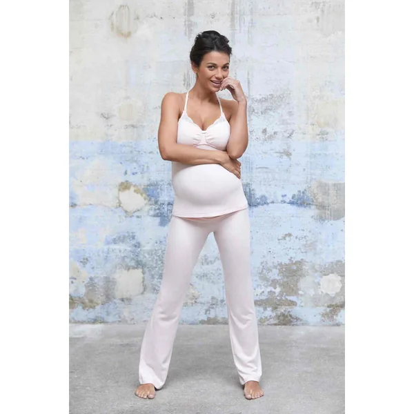 Pantalon de grossesse rose Cache Coeur Lingerie Serenity en viscose Cache Coeur