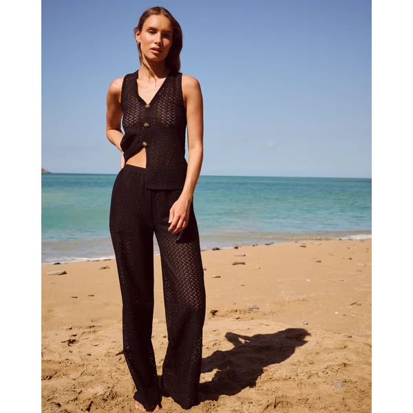 Pantalon droit crochet avec short intégré