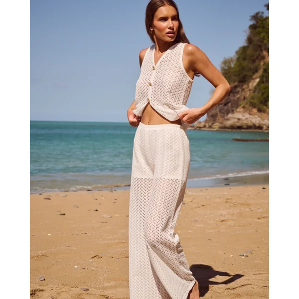 Pantalon droit crochet avec short intégré