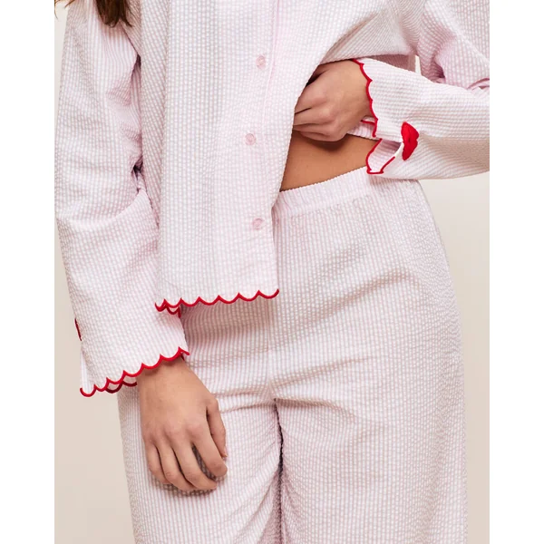 Pantalon droit en coton à rayures