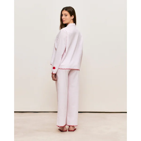 Pantalon droit en coton à rayures