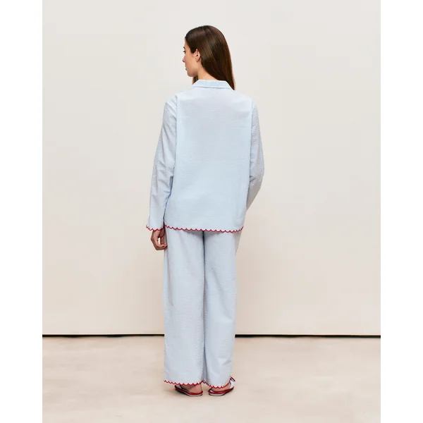 Pantalon droit en coton à rayures
