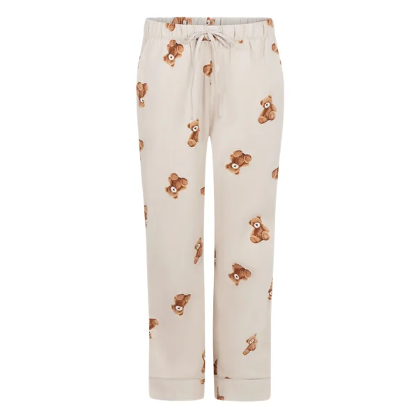 Pantalon droit en flanelle ours - Beige