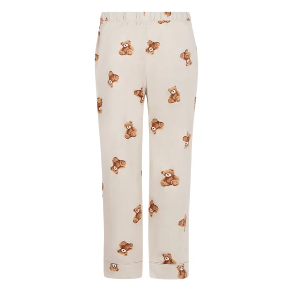 Pantalon droit en flanelle ours - Beige
