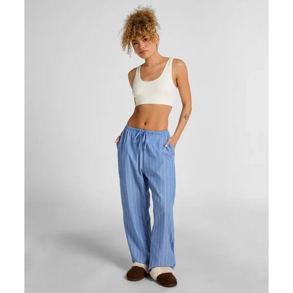 Pantalon en coton tissé à rayures - Bleu