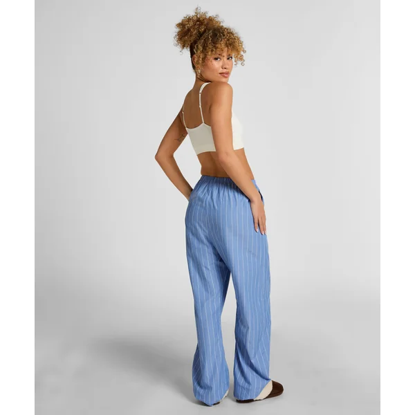 Pantalon en coton tissé à rayures - Bleu