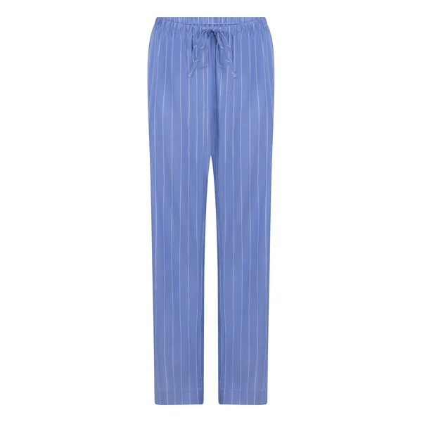 Pantalon en coton tissé à rayures - Bleu