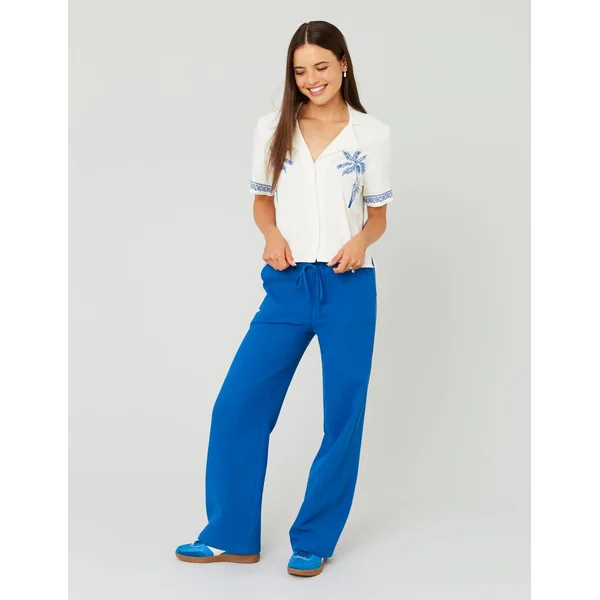 Pantalon en gaz de coton Bleu moyen