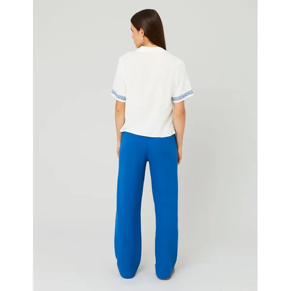 Pantalon en gaz de coton Bleu moyen