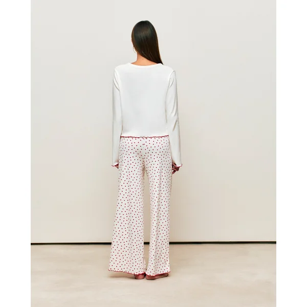 Pantalon en jersey côtelé motifs cœurs