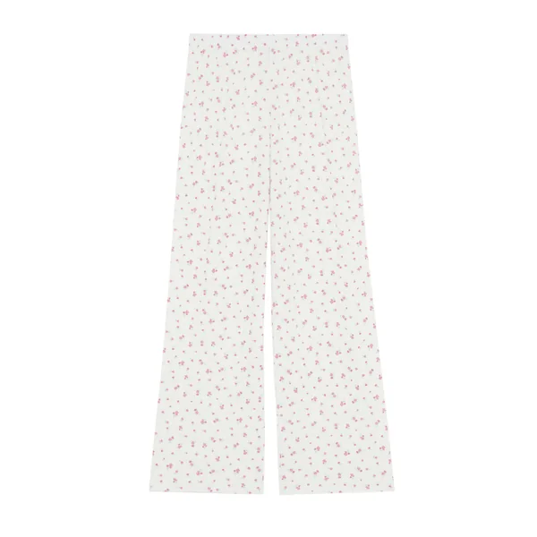 Pantalon en pointelle motifs fleurs