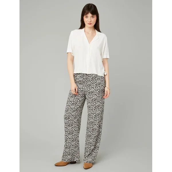 Pantalon fluide droit imprimé Naturel