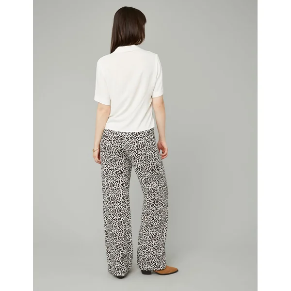 Pantalon fluide droit imprimé Naturel