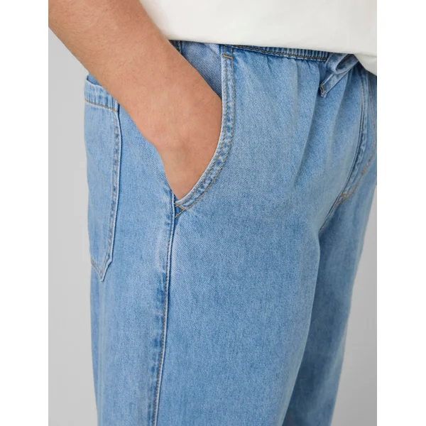 Pantalon fluide en jean Bleu moyen