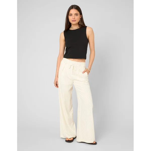 Pantalon fluide rayé Marron foncée
