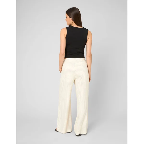 Pantalon fluide rayé Marron foncée