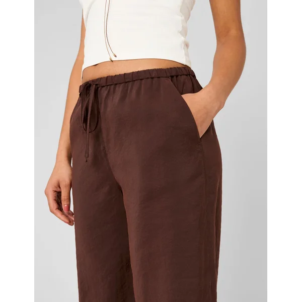 Pantalon fluide taille élastiquée Marron foncée