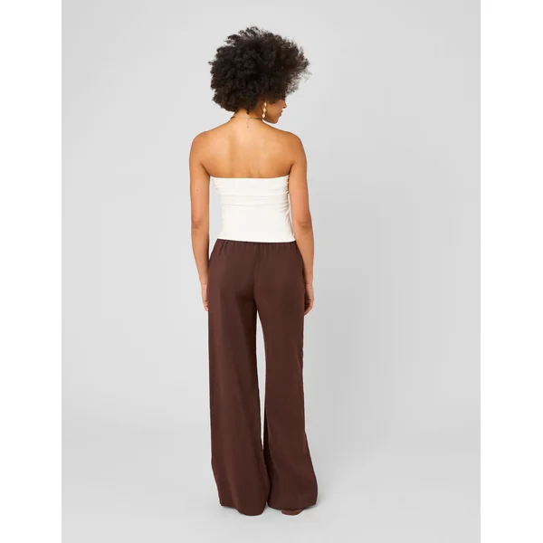Pantalon fluide taille élastiquée Marron foncée