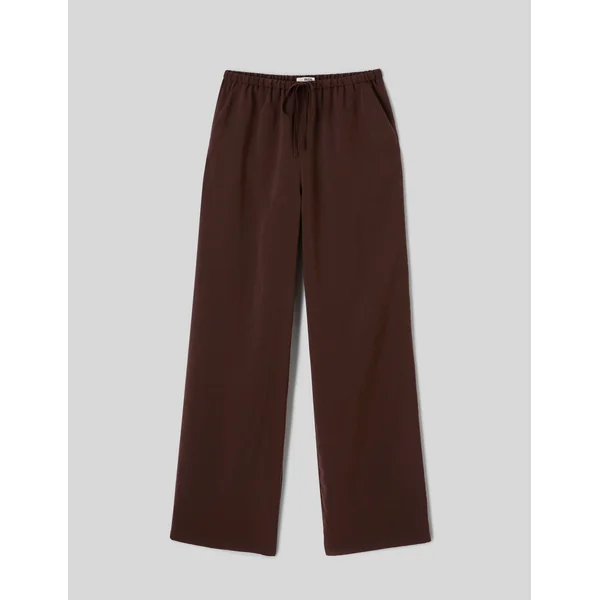 Pantalon fluide taille élastiquée Marron foncée