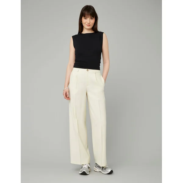 Pantalon fluide à pinces Jaune