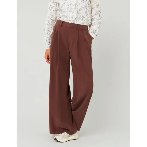 Pantalon fluide à pinces Marron