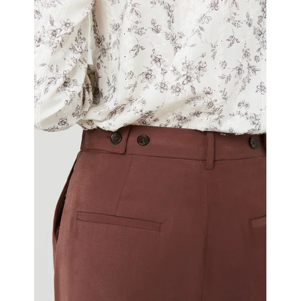 Pantalon fluide à pinces Marron